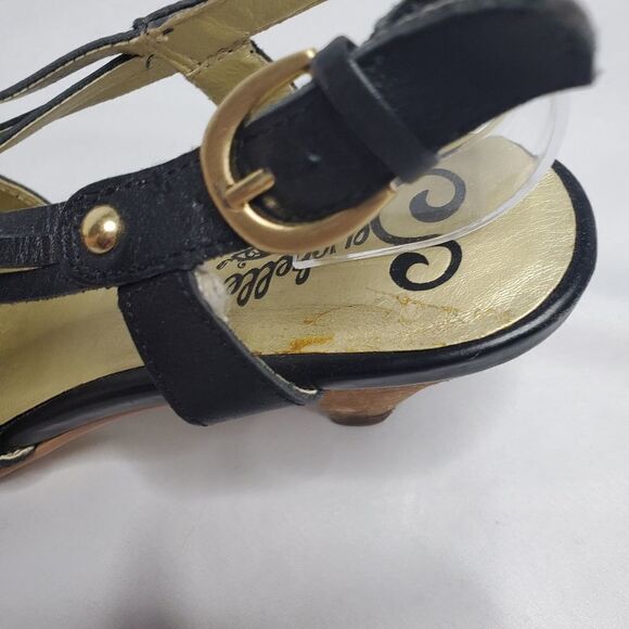 SEYCHELLES black heels leather peep toe ankle strap shoes 9 - Picture 8 of 11